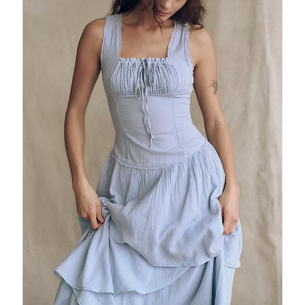 FREE PEOPLE In My Dreams Midi / Pearl Blue - Picture 3 of 10